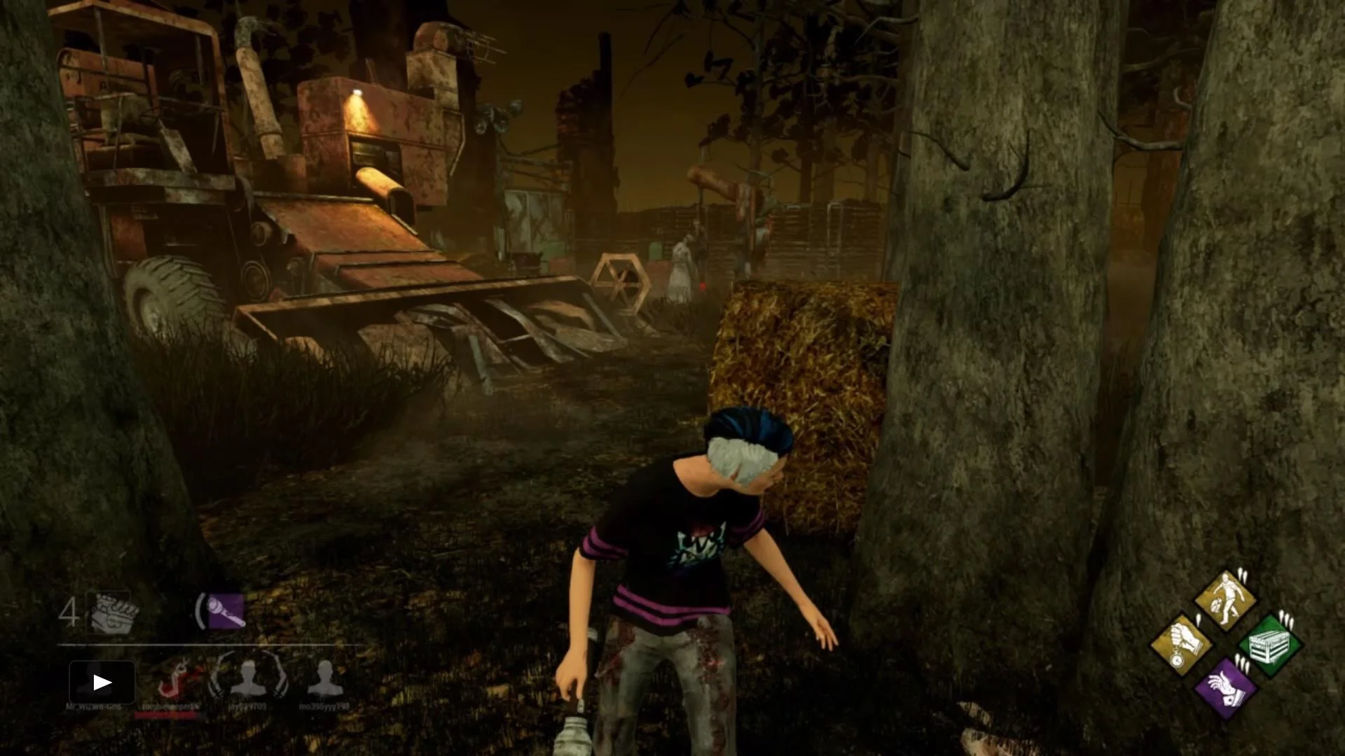 Image tirée du jeu Dead by Daylight, montrant le point de vue du survivant.